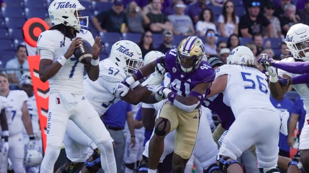 Lance Holtzclaw, shown against Tulsa, had his first career sack against WSU.